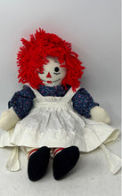Load image into Gallery viewer, Aurora Red Yarn Hair Decorative Raggedy Ann Cloth Doll With Blue Floral Outfit