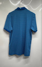 Load image into Gallery viewer, Psycho Bunny Mens Blue Striped Short Sleeve Collared Golf Polo Shirt Size 4