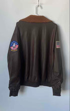 Load image into Gallery viewer, Top Gun Mens Brown Long Sleeve Collared Full-Zip Maverick Bomber Jacket Size L