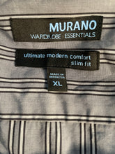 Load image into Gallery viewer, Murano Mens Gray Striped Comfort Slim Fit Collared Button-Up Shirt Size XL