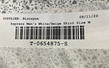 Load image into Gallery viewer, Express Mens White Beige Printed Cotton Long Sleeve Dress Shirt Size M 15-15.5