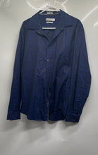 Load image into Gallery viewer, Calvin Klein Mens Blue Printed Cotton Long Sleeve Slim Fit Button-Up Shirt Sz L