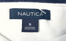Load image into Gallery viewer, Nautica Womens White Black Striped Cotton Long Sleeve Pullover Sweater Size S