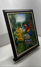 Load image into Gallery viewer, C. Manning Of Red Macaw Parrot Yellow And Blue Feathers Framed Canvas Painting