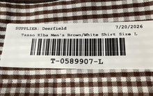 Load image into Gallery viewer, Tasso Elba Mens Brown White Plaid Cotton Long Sleeve Button-Up Shirt Size Large