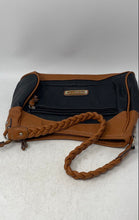 Load image into Gallery viewer, Rosetti Womens Black Brown Textured Faux Leather Braided Strap Shoulder Handbag