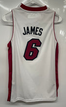 Load image into Gallery viewer, Adidas Mens White Miami Heat LeBron James #6 Basketball Jersey Size Medium