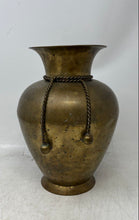 Load image into Gallery viewer, Collectible Gold-Tone Hammered Brass Vase With Rope Detail And Tassels