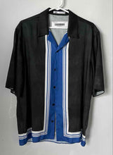 Load image into Gallery viewer, Zara Mens Multicolor Striped Short Sleeve Collared Button-Up Shirt Size M