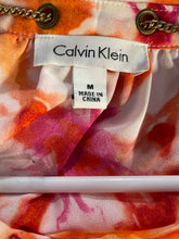 Load image into Gallery viewer, Calvin Klein Womens Orange White Tie-Dye 3/4 Sleeve Blouse Top Size Medium