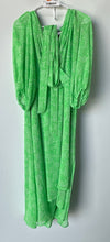 Load image into Gallery viewer, DKNY Womens Green Faux Wrap Long Balloon Sleeve Back-Zip Midi Dress Size 16