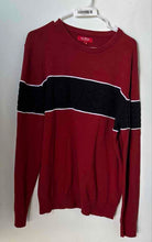 Load image into Gallery viewer, Guess Mens Red Black & White Striped Cotton Long Sleeve Pullover Sweater Size XL