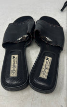 Load image into Gallery viewer, Brighton Womens Black Leather Whipstitch Open Toe Slip-On Slide Sandals Size 9