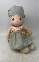 Load image into Gallery viewer, Stuffed Plush Green Polka Dot Dress White Lace Collar Apron Kids Doll