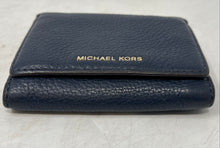 Load image into Gallery viewer, Michael Kors Womens Blue Leather Credit Card Slots Trifold Wallet