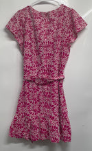 Load image into Gallery viewer, Loft Womens Fuchsia White Floral Embroidered Tie Waist A-Line Dress Size 12