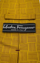 Load image into Gallery viewer, Salvatore Ferragamo Mens Yellow Geometric Print Silk Designer Tie Made In Italy