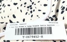 Load image into Gallery viewer, A New Day Womens Beige Black Dalmatian Dot Satin Long Sleeve Button-Up Shirt S