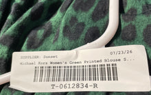 Load image into Gallery viewer, Michael Kors Womens Green Leopard Print 3/4 Sleeve Square Neck Blouse Top Size M