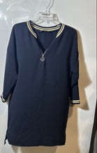Load image into Gallery viewer, Zara Basic Womens Blue 3/4 Sleeve Front Zip Casual Shift Dress Size Medium
