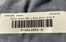 Load image into Gallery viewer, Calvin Klein Mens Blue Cotton Long Sleeve Spread Collar Button-Up Shirt Size M