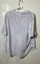 Load image into Gallery viewer, Alfani Womens Purple And White Wave Print Short Sleeve Blouse Top Size L
