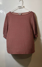 Load image into Gallery viewer, H&M Womens Red White Geometric 3/4 Sleeve Collarless Pullover Blouse Top Size M