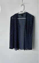 Load image into Gallery viewer, Ann Taylor Womens Blue Printed Sheer Long Sleeve Blouse Top Size Small