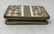 Load image into Gallery viewer, Coach Womens Beige Gold Signature Print Leather Card Slots Small Bifold Wallet