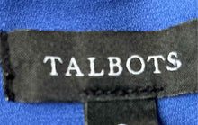 Load image into Gallery viewer, Talbots Womens Blue Floral Short Sleeve V-Neck Smocked Fit & Flare Dress Size 8