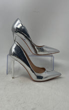 Load image into Gallery viewer, Bigtree Womens Silver Pointed Toe Stiletto Slip-On Pump Heels Size 39