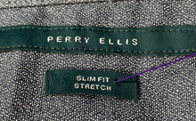Load image into Gallery viewer, Perry Ellis Mens Gray Short Sleeve Stretch Slim Fit Button-Up Shirt Size Large