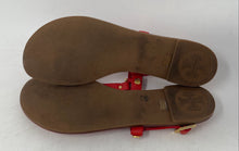 Load image into Gallery viewer, Authentic Tory Burch Womens Red Leather Studded Buckle Thong Sandals Size 7.5M