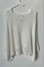 Load image into Gallery viewer, Chico's Womens White Open-Knit V-Neck Pullover Poncho Blouse Top Size S/M