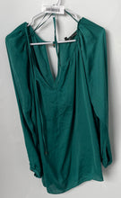 Load image into Gallery viewer, Zara Basic Womens Green Long Sleeve Tie Neck Blouse Top Size XL
