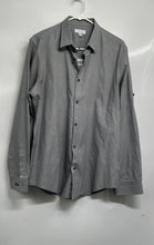 Load image into Gallery viewer, Calvin Klein Mens Gray Cotton Long Sleeve Regular Fit Button-Up Shirt Size M