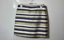 Load image into Gallery viewer, J.Crew Womens Blue White Gold Striped Back Zip Straight & Pencil Skirt Size 0