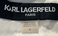 Load image into Gallery viewer, Karl Lagerfeld Paris Womens White Black Short Sleeve Fit & Flare Dress Size 6