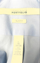 Load image into Gallery viewer, Perry Ellis Portfolio Mens Blue Long Sleeve Slim Fit Dress Shirt Size L 16
