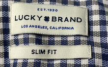 Load image into Gallery viewer, Lucky Brand Mens Blue White Check Print Long Sleeve Slim Fit Dress Shirt Size L