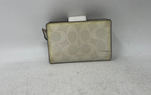 Load image into Gallery viewer, Coach Womens Beige Signature Leather Trim Corner Zip Snap Bifold Wallet