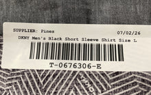 Load image into Gallery viewer, DKNY Mens Black Geometric Print Short Sleeve Regular Fit Button-Up Shirt Size L