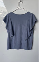 Load image into Gallery viewer, Banana Republic Womens Blue Flutter Sleeve Ruffle Round Neck Blouse Top Size S