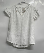 Load image into Gallery viewer, Anne Klein Womens White Split V-Neck Short Sleeve Tie Front Blouse Top Size XXS