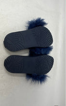 Load image into Gallery viewer, UGG Womens Royale Blue Faux Fur Open Toe Slip-On Slide Sandals Size 6