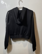 Load image into Gallery viewer, Guess Womens Black Long Sleeve Pockets Cropped Full-Zip Hoodie Size Medium