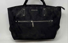Load image into Gallery viewer, Michael Kors Womens Black Outer Pocket Double Strap Zipper Medium Tote Purse