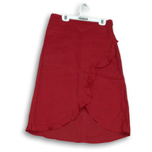 Load image into Gallery viewer, Zara Basic Womens Red Ramie Ruffle Knee Length A-Line Skirt Size Small