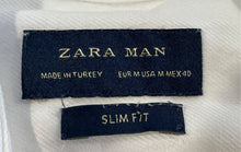 Load image into Gallery viewer, Zara Man Mens White Slim Fit Long Sleeve Collared Button-Up Shirt Size M