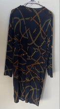 Load image into Gallery viewer, Michael Kors Womens Multicolor Chain Print Long Sleeve V-Neck Sheath Dress Sz XL